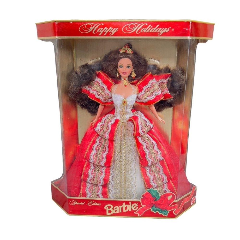 VTG 1997 Happy Holidays Barbie‎ Doll Special Edition Mattel Red Gold NIB Sealed